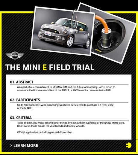 An email from MINI about their Electric car field trial.